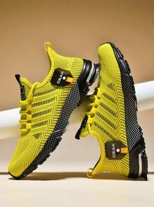 Plus Size Men's Casual Breathable Sports Running Shoes, Outdoor Fashion Solid Color Lightweight Training Sneakers