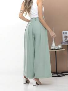 WOMEN'S PANTS, WIDE LEG, HIGH WAIST, PANTALONA - 0.霧綠 - 查看 7