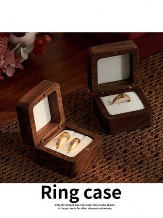 1pc Portable Wooden Jewelry Box, Suitable For Proposals. It Can Serve As A Wedding Ring Box For Sameg Rooms, A Jewelry Box, A Valentine's Day Gift, And A Ring Box For Expressing Love. It Is Also An Ideal Choice As A Christmas, Mother's Day, Or Birthday Gift
