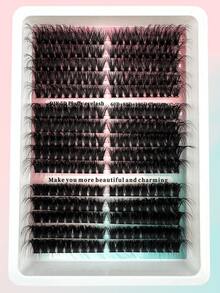290pcs/Set Synthetic Mink Eyelashes 60D/80D/100D Fluffy Isolated Lashes Extension 5D 0.07mm Curly Drama Lashes 10-18mm Mixed Tray Eyelashes, Makeup Tools, Left & Right Eyes Individual Clusters, Bulk Lashes For Home Use, Suitable For Daily Makeup And Costume Cosplay - D - 查看 2