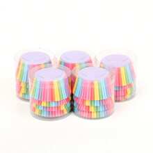 LIFETALK Rainbow Design Paper Cupcake Muffin Cups For Homemade Birthday , Christmas Party Cake Cups Holder