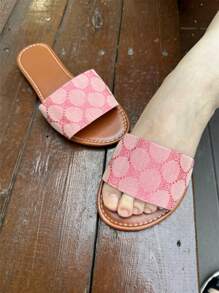 Damen Flache Sandalen, einfache flache Riemen Slide Sandalen, Peep-Zehen Sommer Pantoffeln, geeignet für Kleider, Ausgehen, Strand, Wohnung, erhältlich in Braun, Schwarz, Leopard, Rot, Grün, Blau, Gelb, Silber, Orange, Weiß, Gold, Rosa, für Lässig und Urlaubstragen