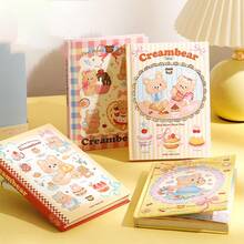 1pc Cream Bear Hardcover B6 Loose Leaf Notebook, Cute Multi-Page Portable - one-size - View 3
