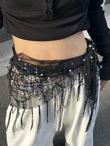 1 件女士肚皮舞服装亮片流苏三角肚皮舞臀巾女士泰国/阿拉伯舞蹈裙腰带