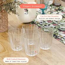 Juego de 4 vasos de agua de vidrio transparente con borde ondulado - transparente - Ver 3