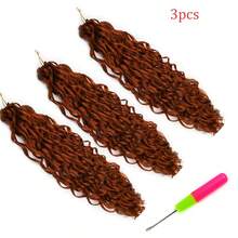 3Pcs Jessica Synthetic Hair Deep Wave Twist Crochet Hair Braid Afro Curl Ombre Blonde Pink Deep Wavy Braiding Hair Extension ForWomen - Multicolor - View 17