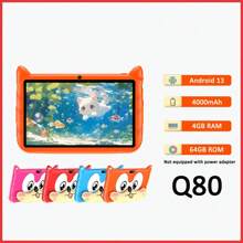 Tablet de aprendizagem infantil Q-Version Fox Back Shell Q80 Laranja 7 polegadas Resolução 1280 * 800 4 GB de RAM 64 GB de ROM Android 13 Bateria de 4000 mAh Software de aprendizagem infantil integrado Auxiliar de aprendizagem Entretenimento Bom parceiro Presente preferido de aniversário Não equipado com adaptador de energia
