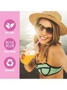 1-2set Reusable Silicone Straws With Case - Foldable, Portable Drinking Straws For Travel & Parties