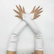 زوج من القفازات النسائية العصرية بلا أصابع للحفلات، أكمام أصابع من ساتان لأوبرا 1920م مناسبة للأوبرا والزفاف والحفلات المسائية