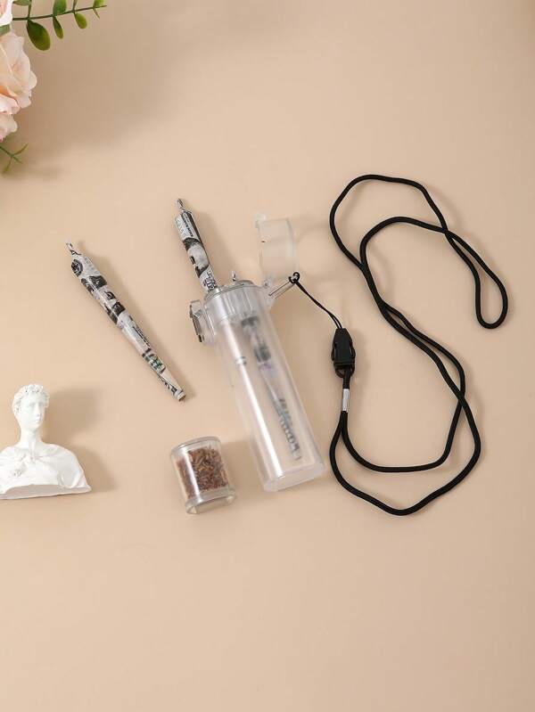 1Pc Beach Vacation Lanyard Portable Waterproof Cigarette Case Kit, Pool Party Airtight Herb Pre-Rolled Cone Box, Multifunction Grass Storage Jar And Tobacco Ashtray, Parts Are Removable And Adjustable, Premium Smoking Accessories.