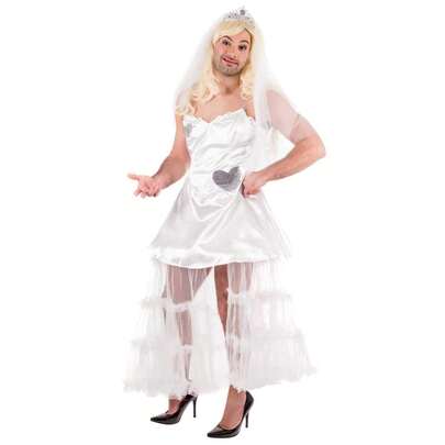Morph Costumes Fun Shack Men's Bride Fancy Dress Costume - Hilarious Stag Do Outfit With Tiara, Veil & Garter For Parties And Events