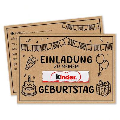 15/30 Stücke Kraftpapier Einladungskarten für deutsche Partys, Kritzeleien Partyeinladungen, handgemachte DIY Karten, für Geburtstag, Klassenraum, Hochzeit