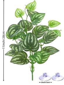 Reptile Plants For Terrariums, Amphibian Habitat Decorations, Artificial Hanging Plants With Suction Cups, Artificial Plants For Gecko Color-Changing Dragon Snake Turtle Tank Accessories