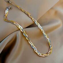 1 pièce Bracelet en acier inoxydable plaqué or fait à la main, accessoire minimaliste pour l'été