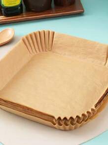 10/50/100pcs Circular/Square Air Fryer Special Paper Tray, Household High Temperature Resistant Oil Absorbing Paper, Mat For Food Oven, Baking Silicone Oil Paper Baking Paper Tray. Compatible With Most Air Fryers.