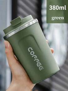 1pc/380ml/510ml Stainless Steel Coffee Cup, Portable Latte Coffee Cup, Travel Mug, Double Layer Stainless Steel Coffee Pot, Iced Tea Cup, Insulated Flat Bottom Cup, Bottle With Anti-Slip Shell, Travel Portable European High-End Latte Cup Suitable For Milk, Coffee, Tea, Juice Back To School