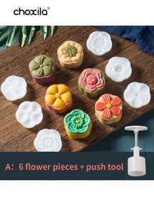 choxila 7pcs/Set Maamoul Mold Set, Cookie Mold Set, Mooncake Mold Set, Pastry Maker Dessert Mold Cookie Stamp Baking Tool