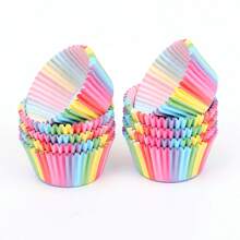 LIFETALK Rainbow Design Paper Cupcake Muffin Cups For Homemade Birthday , Christmas Party Cake Cups Holder