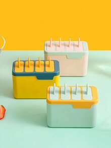 1Pc Homemade 4-Grid Ice Cream Mold, DIY Popsicle Mold, Summer Kitchen Gadget, Freezing Snack And Jelly Making Tool - Multicolor - View 4