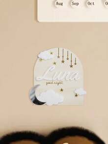 LICVIC 1pc Personalized Moon And Cloud Name Plate, Baby Name Announcement, Birth Announcement, Photo Props With Names, Newborn Photography Accessories, Perfect Gift Back To School - Style a - View 3