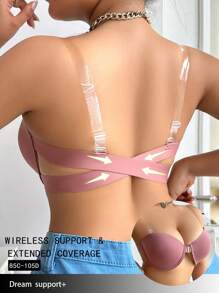 Sujetador inalámbrico con cierre delantero y espalda cruzada con soporte de elevación para tallas grandes, ropa interior cómoda