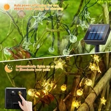 1 Pack LED Solar String Lights, Outdoor Crystal Globe Lights, Solar-Powered Colorful Fairy Lights, Bubble Ball Lights, Star Lights, Decorative Lighting For Garden, Lawn, Patio, Courtyard, Balcony, Fence, Porch, Trees, Tent, Camping