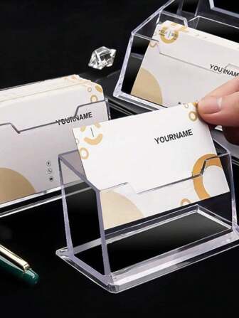 4/1 Business Card Holder, Acrylic Business Card Holder, Acrylic Business Card Holder, Plastic Business Card Holder, Transparent Business Card Desk Holder, Office Desk Business Card Holder, Acrylic Business Card Box, Thickened Creative Transparent Desktop Storage Box, Front Desk Business Card Box Business Card Holder