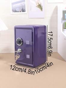 1 pieza de Hucha vertical, Caja de almacenamiento de monedas de metal, Alcancía pequeña de escritorio con llave y cerradura con contraseña, Organizador de suministros de oficina, con cajón incorporado, regalo ideal para familia y amigos - Rosa - Ver 3