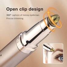 1pc 2-In-1 Electric Eyelash Curler & Eyebrow Trimmer, Automatic Multi-Function Eyebrow Razor & Eyelash Curler, 2 Temperature Settings, Fast Heating, Built-In Lighting, Anti-Scald Comb Design, Round Cap Blade, With USB Charging Cable (140mAh)