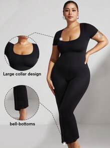 Plus Size Woman Activewear Yoga Seamless Gym Sports High Support Moisture Wicking Workouts Breathable Outdoor Jumpsuit