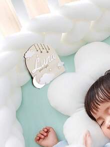 LICVIC 1pc Personalized Moon And Cloud Name Plate, Baby Name Announcement, Birth Announcement, Photo Props With Names, Newborn Photography Accessories, Perfect Gift Back To School - Style a - View 5