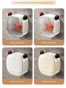 3 pièces Boîte à savon mignonne en forme d'ours, support à savon de salle de bain en acrylique, distributeur mural sans perçage, forme belle, gain de place, organisateur de vanité, armoire de rangement de salle de bain, décoration de salle de bain, armoire de rangement de salle de bain Retour à l'école
