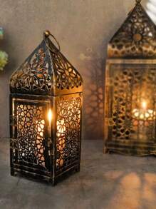 فانوس معدني على الطراز الأنيق والقديم، فانوس معدني على الطراز المغربي - حامل شمعة ديكوري إبداعي للطاولة، ديكور منزلي بموضوع العائلة، زينة حائطية احتفالية للكريسماس وهالوين والديوالي وعيد الشكر، مناسب للاستخدام الداخلي والخارجي، الشمعة غير متضمنة