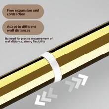 Barra de tensión ajustable de oro - Material de acero inoxidable, tapas de plástico en los extremos, instalación sin taladrar, adecuada para cortinas de ducha, cortinas, almacenamiento de ropa y tendedero de balcón, disponible en múltiples tamaños