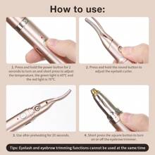 1pc 2-In-1 Electric Eyelash Curler & Eyebrow Trimmer, Automatic Multi-Function Eyebrow Razor & Eyelash Curler, 2 Temperature Settings, Fast Heating, Built-In Lighting, Anti-Scald Comb Design, Round Cap Blade, With USB Charging Cable (140mAh)