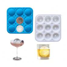 1 pièce Moule à glaçons en silicone en forme de balle de golf à 9 cavités avec couvercle, billes de glace rondes 3D convenant pour le whisky, les cocktails et la rafraîchissement des boissons, moule à boules de glace en silicone