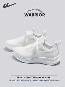 Warrior Fashionable Retro Sports Shoes For WomenSpring And SummerLightweight Comfortable Breathable Running Shoes Modest Style Casual Yet Sleek Sneakers Applicable Throughout The Year Wear-Resisting All-Day Wear Training Sneakers Soft Sole Little White Shoes - White/Blue - View 3