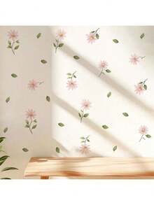 1 Pc 20cm X 30cm Flower Pattern Decorative Wall Sticker, Creative Home Decor Stickers - Pink - View 7
