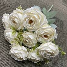 Elegant 9-Head Artificial Rose Bouquet - Realistic Silk Flowers, Perfect For Weddings, Home Decor & Special Occasions (Valentine's, Halloween, Christmas, Easter, Thanksgiving) - No Vase Included - For Flower Lovers & Home Decor Enthusiasts - Ideal Gift For Anniversaries, Birthdays & Housewarming