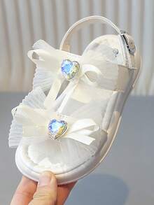 One Pair Kids Shoes Girl's Sandals White Breathable Comfortable Insole With Bow And Sparkling Design Random Logo - Beige - View 5