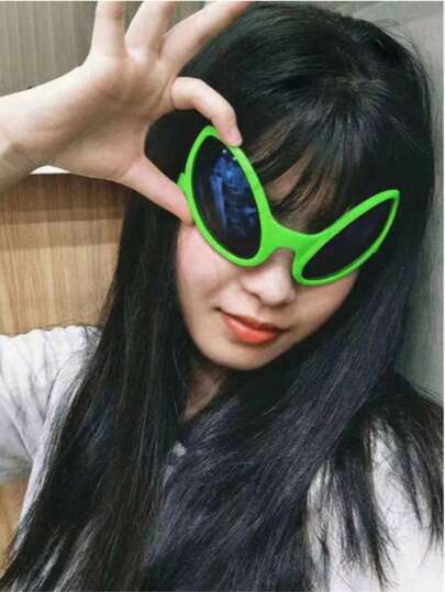 1 peça de óculos estilosos e exclusivos em formato de alienígena verde, para Halloween