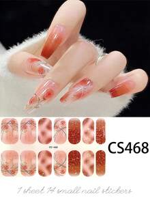 Conjunto de 14 adesivos de gel para unhas, sem necessidade de assar, com glitter, borboletas, arco-íris, flores e corações. Adesivos para unhas com cobertura total. Adesivos coloridos para unhas, ideais para salão de beleza. - Follow Your Heart - Ver 13