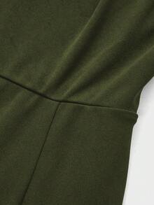 Elegant Casual High-End Asymmetrical Shoulder Draped Commute High Waist Loose Wide-Leg Jumpsuit - Green - View 9