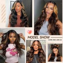 Ombre Color Lace Front Wig Human Hair Pre Plucked With Baby Hair FB/30 13x4 Body Wave Lace Front Wigs 180% Density Highlight Lace Frontal Wigs Human Hair Colored Wigs Honey Blonde Colored Wig - FB30 Mật ong vàng - Xem 11
