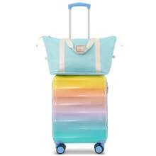 MERAX 20" Carry-On Luggage With Cup Holder – Lightweight Glossy Hardshell Suitcases With Spinner Wheels, TSA Lock, Airline Approved, 2 Pieces Set Luggage Case Trolley Suitcase Spinner Suitcase Travel Luggage Travel Suitcase Suitcase Luggage Carry-On Suitcase With Wheels Travel Essentials Durable For Men For Women For Vacation For Business Large Capacity Travel Essential Travel Accessories Travel Organizer Travel Stuff - Blue+Orange(20"+Bag) - View 9