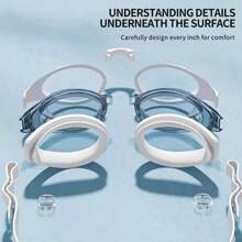 1 Pair Professional High-Definition Anti-Fog Anti-Water Swimming Goggles, Unisex - Comfortable, Replaceable Nose Bridge, White Frame For Clear Vision - Ideal Choice For Swimming