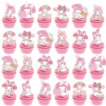 Sanrio 25pcs Sanrio Melody Cake Topper,Cupcake Toppers, Melody Birthday Decorations,Melody Theme Party Supplies, Melody Cake Decorations