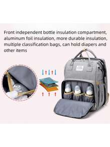 1 pièce Sac de maternité gris pliable à la mode, grand sac fourre-tout sac à dos pour mères