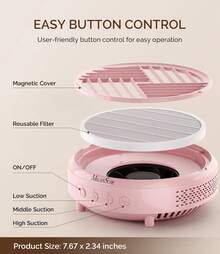 MelodySusie Pink Nail Dust Collector, Quiet Vacuum For Acrylic Nail Polishing, Compact Nail Tech Dust Extractor With Reusable Filter, Powerful Suction Manicure Tool For Salon & Home Nail Supplies>Tech And Equipment, HPro #HalloweenAcc - 粉色 - 查看 4