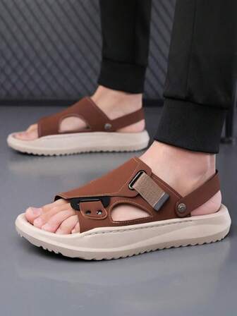 Sandalias casuales de moda para hombre, parte superior transpirable con empalme modular, suela ligera y antideslizante con absorción de impactos, chanclas y sandalias de verano para exteriores de secado rápido